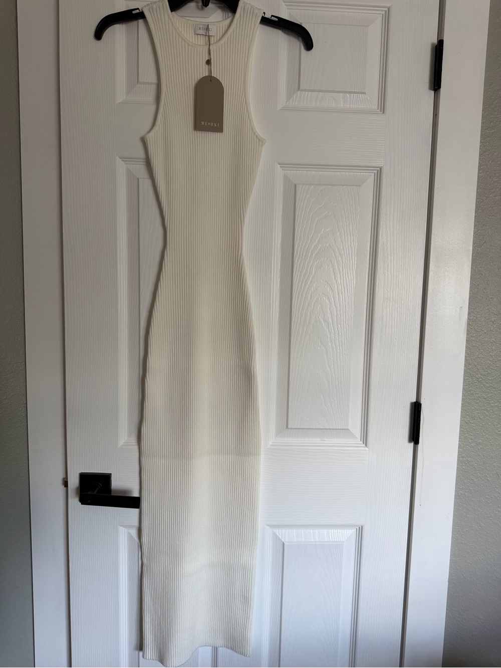 Meshki Ivory Ribbed High Neck Tank